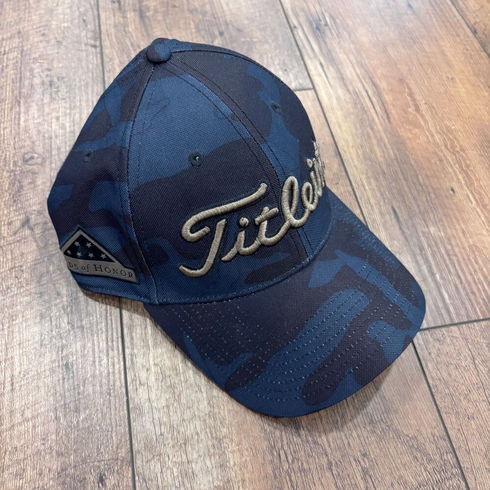 Titleist Golf Tour Hat “Folds of Honor” Cap StrapBack Camo Canvas Baseball EUC
